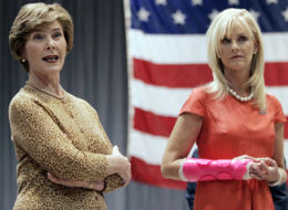 Cindy McCain (right) with her unsigned cast.